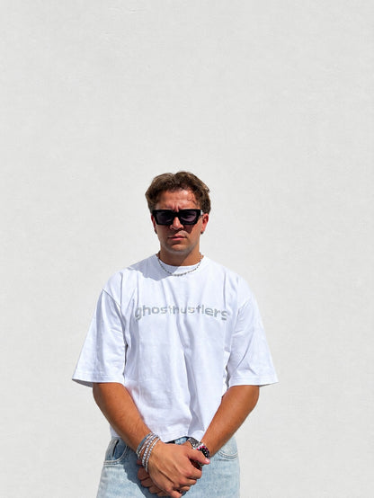 GHOSTHUSTLERS WHITE TEE - CROP EDITION