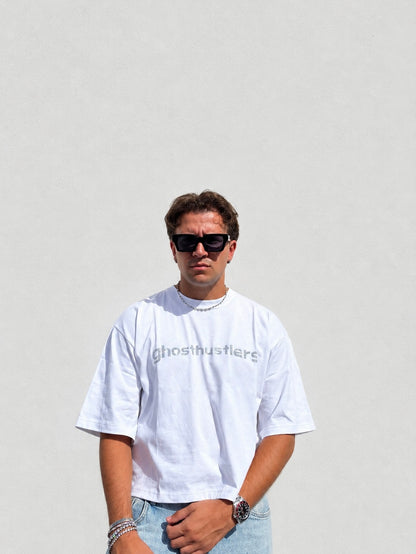 GHOSTHUSTLERS WHITE TEE - CROP EDITION