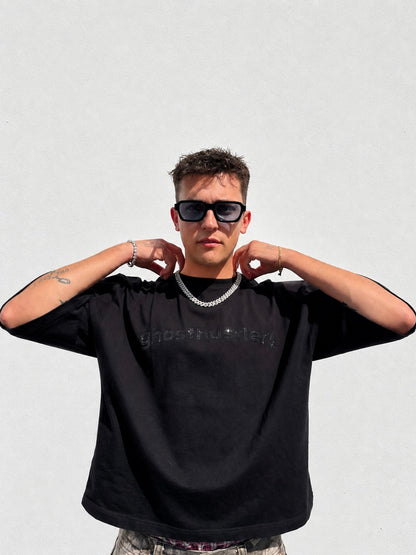 GHOSTHUSTLERS BLACK TEE - CROP EDITION