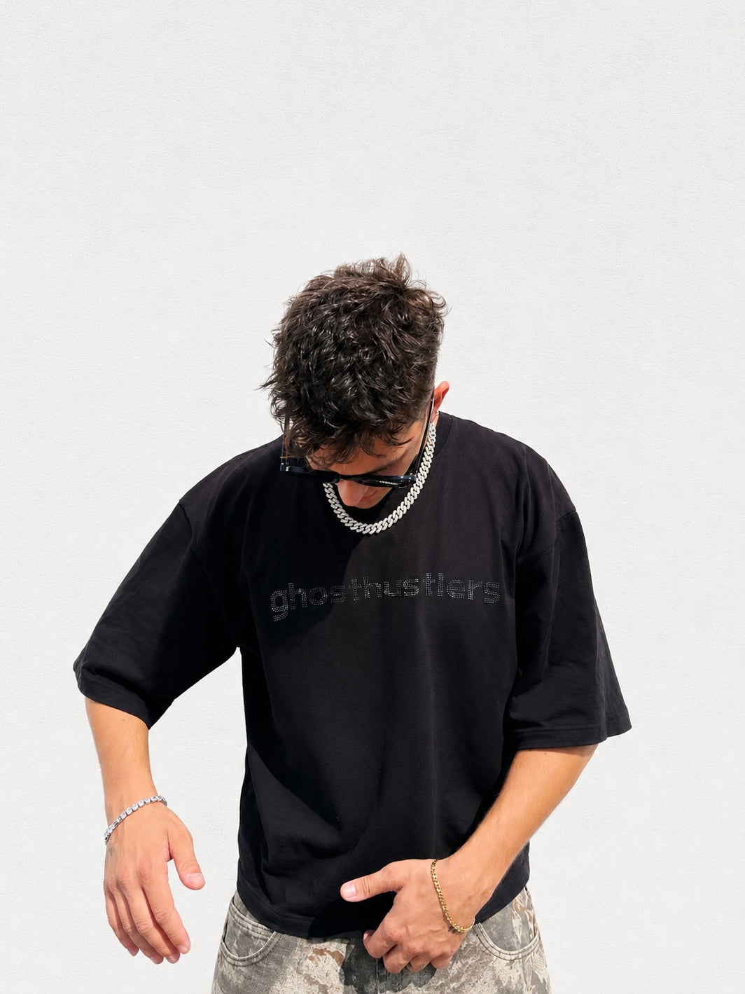 GHOSTHUSTLERS BLACK TEE - CROP EDITION